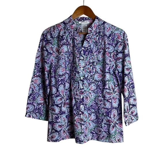 JM Collection 100% cotton patterned button down shirt - Picture 1 of 8